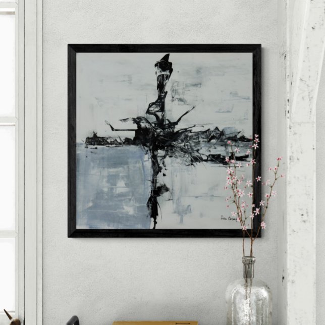 Póster Trabalho de arte Abstrato Branco E Preto (Criador carregado)