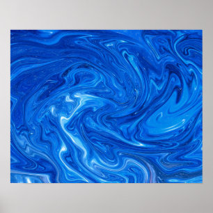 Poster Trabalho de arte Abstrato de mármore azul simples