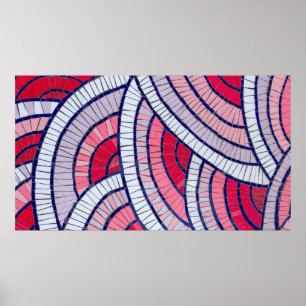 Poster Trabalho de arte abstrato vermelho, branco, preto 