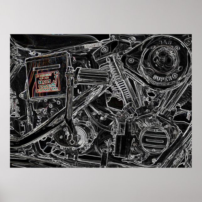 Poster Trabalho de arte da antiga motocicleta Harley - Me (Frente)