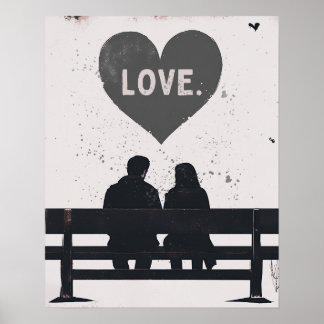 Poster Trabalho de arte de Amor Moderno Grunge - Urbano,