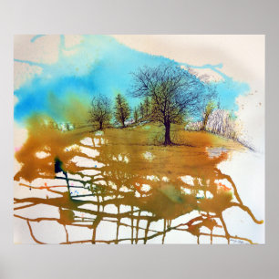 Póster Trabalho de arte de Aquarelas e Árvores Inclusas