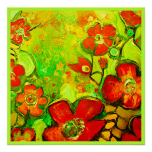 Póster Trabalho de arte de Atordoamento e Flores Colorida