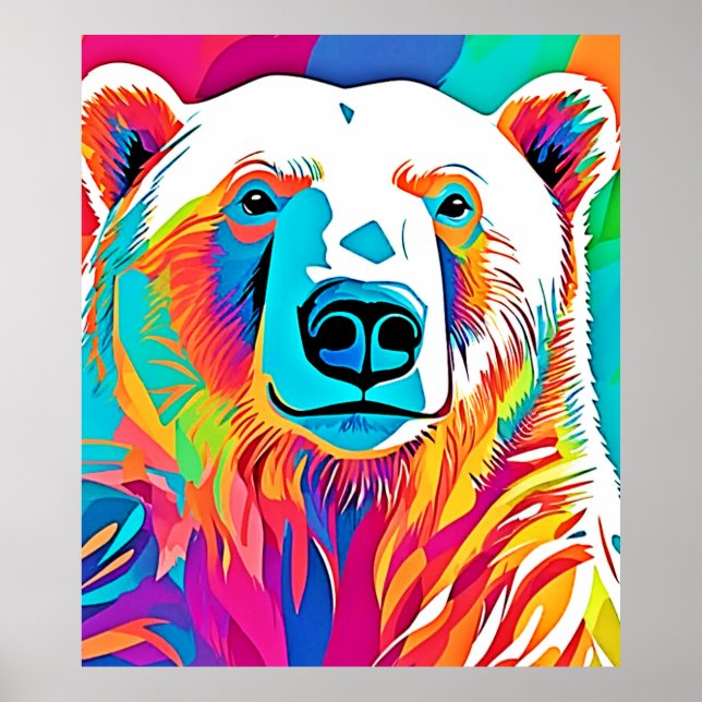 Poster Trabalho de arte de Cabeça de Urso Vibrante (Frente)