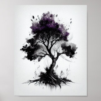 Poster Trabalho de arte de desenho de árvore inspirada na