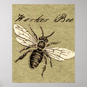 Póster Trabalho de arte de Desenho de Bee do Trabalhador