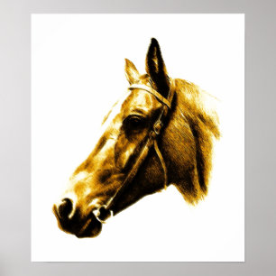 Poster Trabalho de arte de Desenho de Cavalo Amarelo-Cast