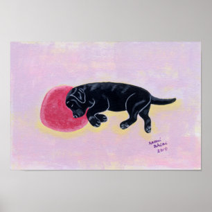 Póster Trabalho de arte de Dormir no Labrador Negro