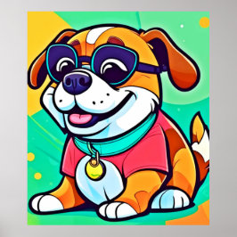 Poster Trabalho de arte de Estilo de Cartoon Pup legal