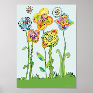 Poster Trabalho de arte de flores brancas