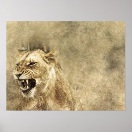 Póster Trabalho de arte de Foto Selvagem Selvagem de Lion