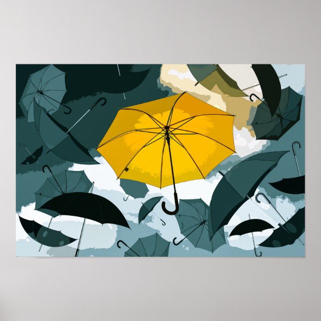Poster Trabalho de arte de guarda-chuva amarelo simples | (Frente)