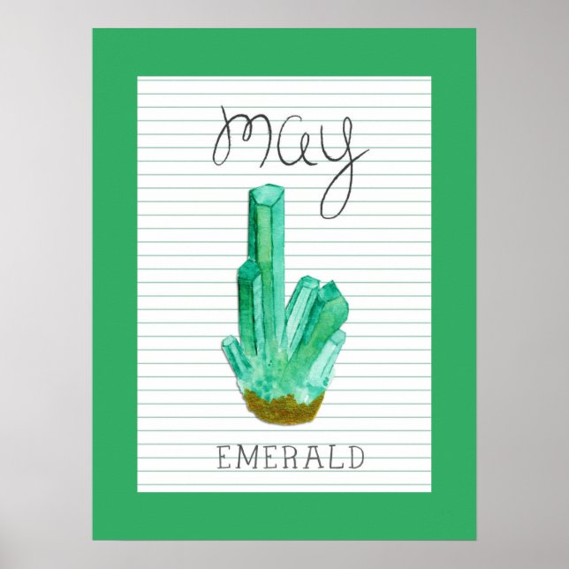 Poster Trabalho de arte de maio Birthstone Emerald 18x24 (Frente)