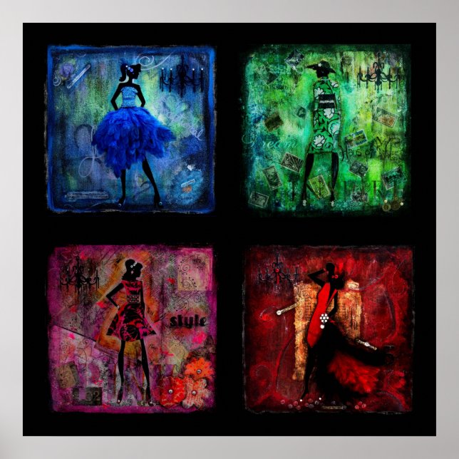 Poster Trabalho de arte de mídia mista para mulheres (Frente)