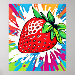 Poster Trabalho de arte de Morango Vibrante