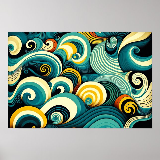 Poster Trabalho de arte de Ondas Hippie Coloridas abstrat (Frente)
