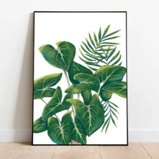 Poster Trabalho de arte de plantas modernas, folhas tropi