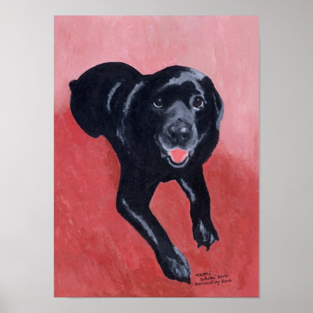 Póster Trabalho de arte de sorriso Black Labrador (Frente)