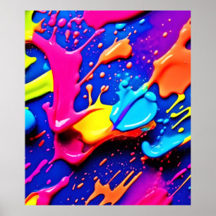 Poster Trabalho de arte de Splatter de Tinta Neon Vibrant