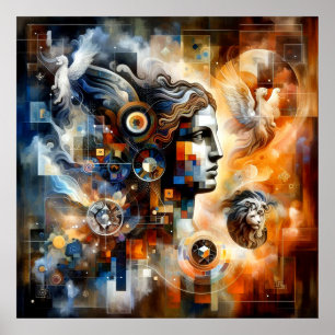 Poster Trabalho de arte Digital Perfil Humano Estático Ju