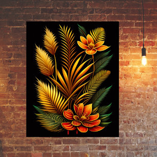 Poster Trabalho de arte Floral Laranja Tropical
