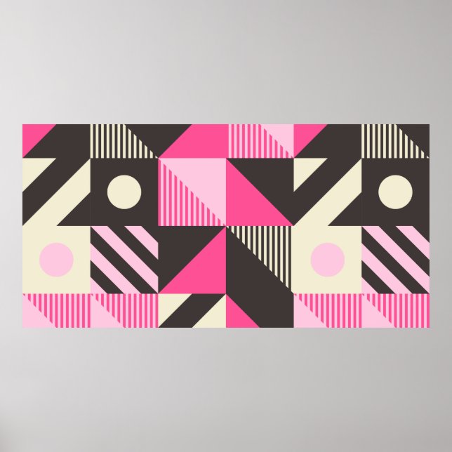 Poster Trabalho de arte geométrico simples com blocos neg (Frente)