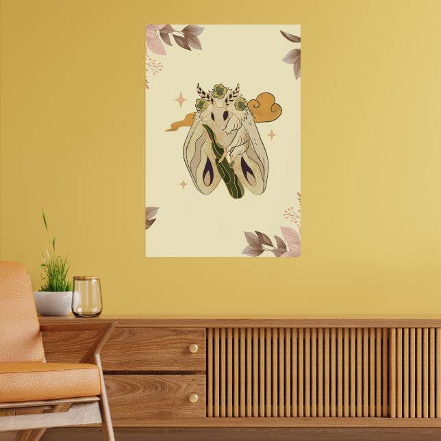 Poster Trabalho de arte gráfica mística, Beige Fae Moth (Sala de Estar 2)