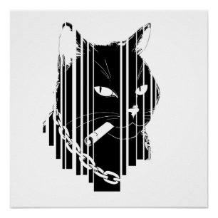 Póster Trabalho de arte gráfico de gato legal