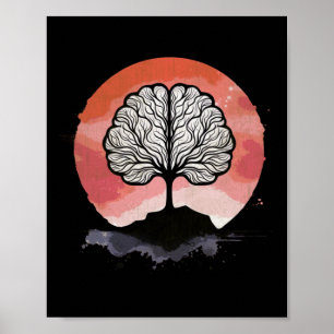 Poster Trabalho de arte Sunset da Árvore Cerebral