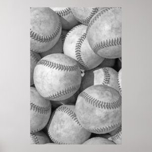 Póster Trabalho de arte único de baseball preto e branco