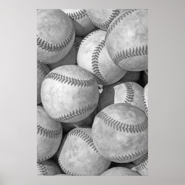 Póster Trabalho de arte único de baseball preto e branco (Frente)