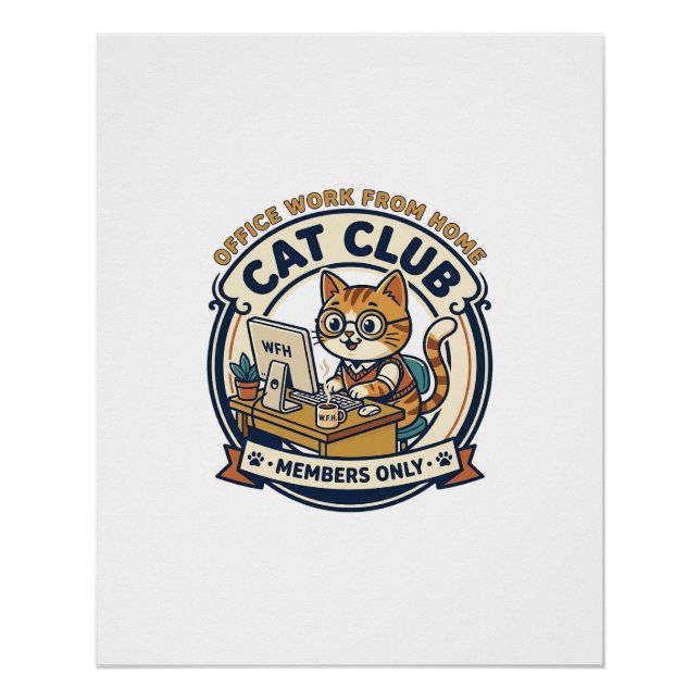 Póster Trabalho de Escritório de Casa Gato Presente para  (Frente)