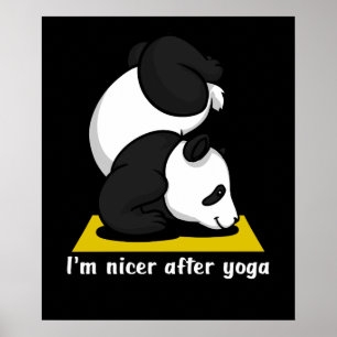 Poster Trabalho em Yoga do Bonito Urso de Panda Zen