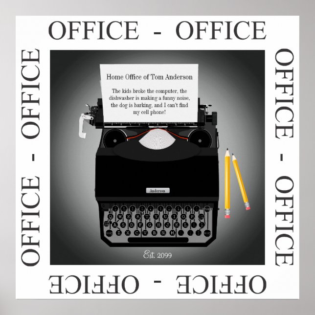 Poster Trabalho Engraçado De Escritório Doméstico Do Home (Frente)