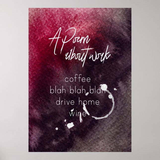 Poster Trabalho Humor Contador do Office Álcool Vinho Eng (Frente)