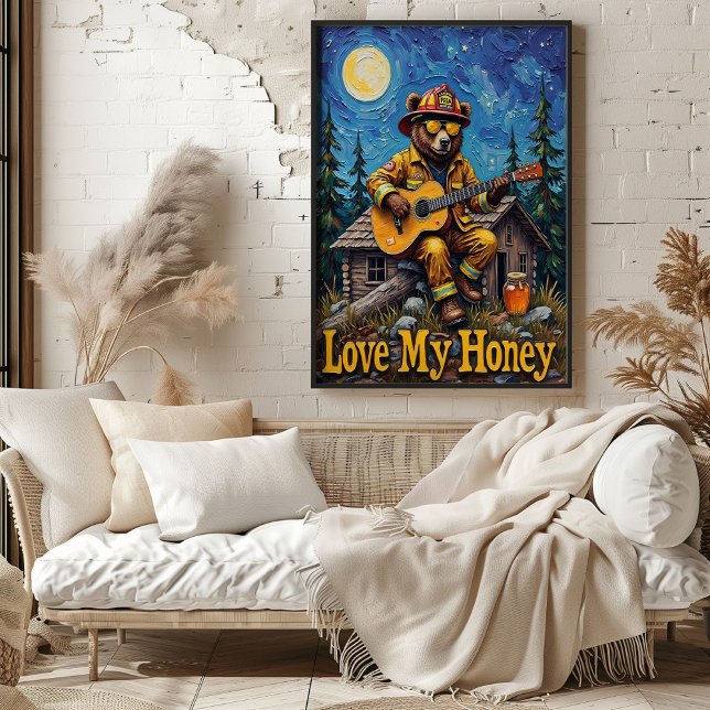 Poster Trabalho Noturno do Combatente de Incêndio Florest (Criador carregado)