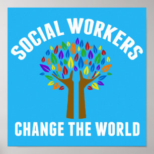 Poster Trabalho Social Inspirador Citação Belo Azul