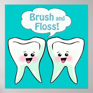 Póster Trabalhos de arte do dentista da escova e do Floss