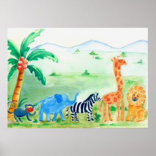 Poster Trabalhos de arte do safari dos animais selvagens
