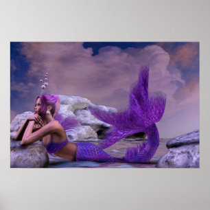 Póster Trabalhos de arte místicos da sereia da fantasia