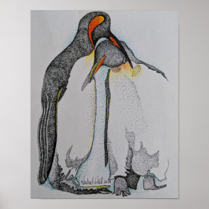 Poster Trabalhos de arte, pinguins, afagando, tirando,