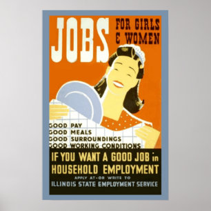 Póster trabalhos para meninas & mulheres