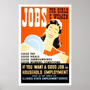 Poster Trabalhos para mulheres das meninas WPA 1936