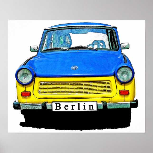 Póster Trabant Car Front, Blue & Yellow, Berlim (Frente)