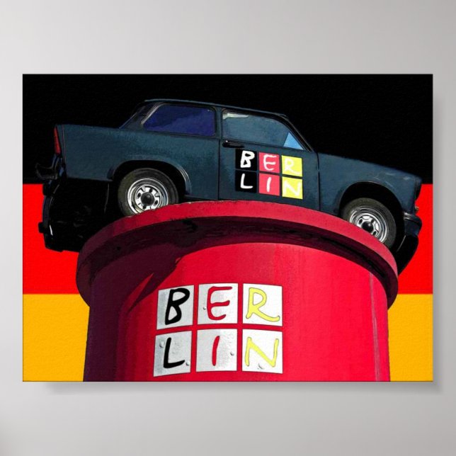Póster Trabant Car & German Flag, Berlim (Frente)