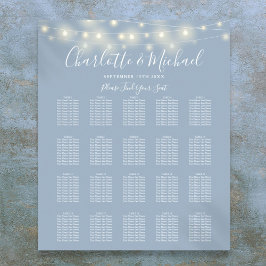 Poster Traçado De Casamento Azul Dusty De Luzes De Corda