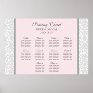 Póster Traçado Gráfico 10 Cinza Rosa do Mesa Damasco