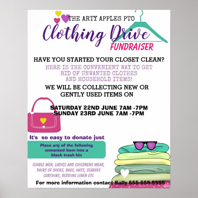 Poster tração de roupa na escola PTA arrecadação de fundo (Frente)