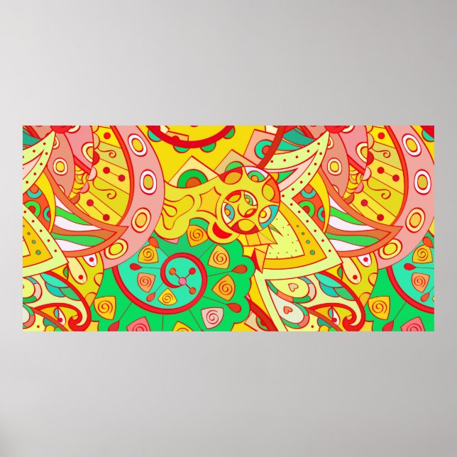 Poster Tracery padrão perfeito. Mehndi design. Co étnico (Frente)