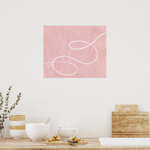 Poster Traço branco mínimo de Abstrato de arte moderna a 